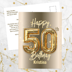 Glinsterend Goud en Diamanten 50e Verjaardag Briefkaart