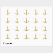 Glinsterend Gouden Anker Ronde Sticker (Vel)