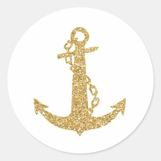 Glinsterend Gouden Anker Ronde Sticker (Voorkant)