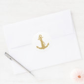 Glinsterend Gouden Anker Ronde Sticker (Envelop)