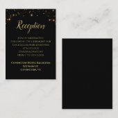 Glinsterend Gouden Fonkeling Zwart Huwelijksontvan Informatiekaartje (Voorkant / Achterkant)