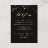 Glinsterend Gouden Fonkeling Zwart Huwelijksontvan Informatiekaartje (Voorkant)