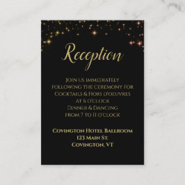 Glinsterend Gouden Fonkeling Zwart Huwelijksontvan Informatiekaartje