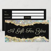 glinsterend gouden glitters cadeaubon (Voorkant / Achterkant)