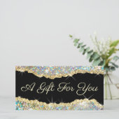 glinsterend gouden glitters cadeaubon (Staand voorkant)