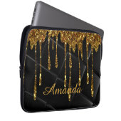 Glinsterend Gouden Zwart Design Laptop Sleeve (Voorkant Rechts)