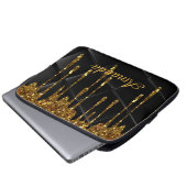 Glinsterend Gouden Zwart Design Laptop Sleeve (Voorkant onderkant)