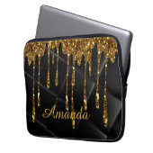 Glinsterend Gouden Zwart Design Laptop Sleeve (Voorkant Links)