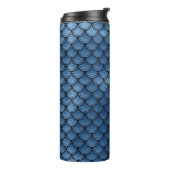 Glinsterend marineblauw zeemeermin schubpatroon thermosbeker (Gedraaid links)