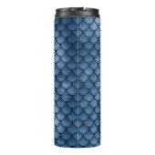 Glinsterend marineblauw zeemeermin schubpatroon thermosbeker (Achterkant)