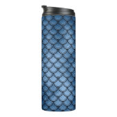 Glinsterend marineblauw zeemeermin schubpatroon thermosbeker (Geroteerd rechts)