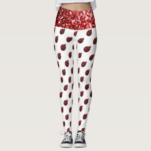 Glinsterend rood glinstert Lieveheersbeestje patro Leggings