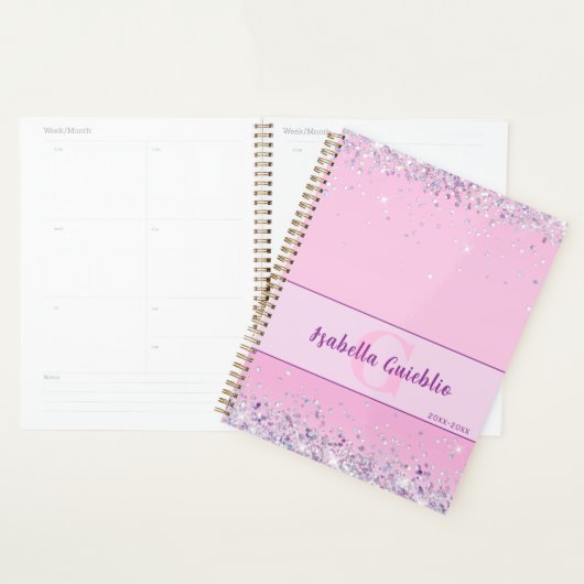 Glinsterend roze glitter minimalistisch design planner (Display)