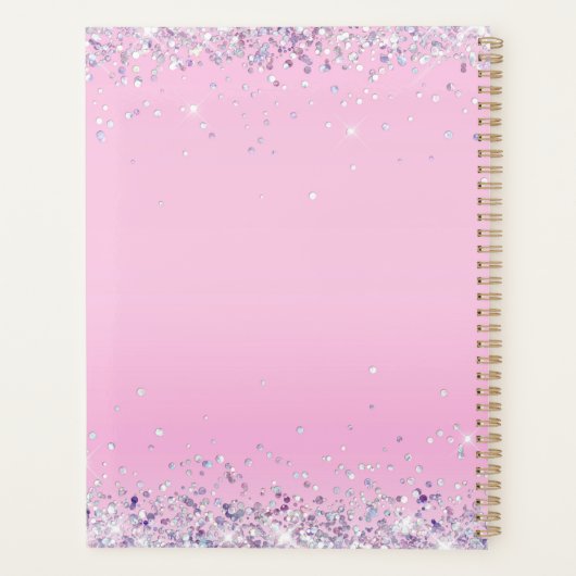 Glinsterend roze glitter minimalistisch design planner (Achterkant)