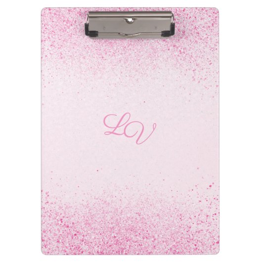 Glinsterend Roze Glitterstof Klembord (Voorkant)