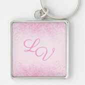 Glinsterend Roze Glitterstof Sleutelhanger (Voorkant)