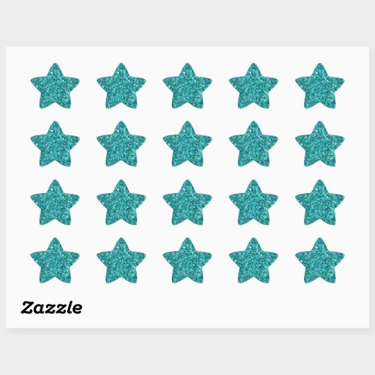 Glinsterend Turquoise Patroon Ster Sticker (Vel)