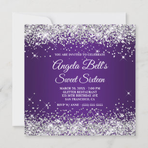 Glinsterend Zilver Glitter Konings Paars Sweet Six Kaart