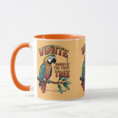 Glinsterende baars: levendige papegaai op fruitboo mok (Links)