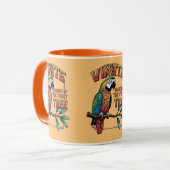 Glinsterende baars: levendige papegaai op fruitboo mok (Voorkant links)