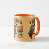 Glinsterende baars: levendige papegaai op fruitboo mok (Voorkant rechts)