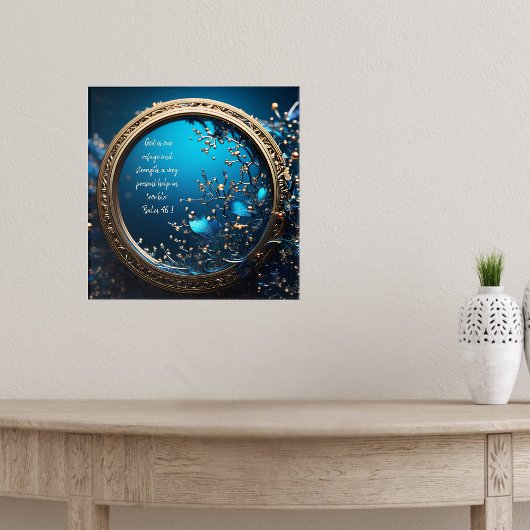 Glinsterende blauw en gouden Lijst bijbelverzen Poster