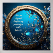 Glinsterende blauw en gouden Lijst bijbelverzen Poster (Voorkant)