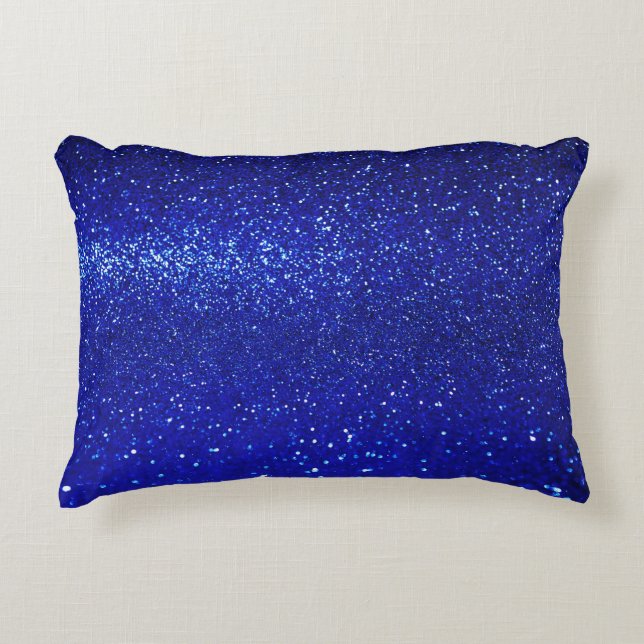 Glinsterende Blauw Glitter Canvas Accent Kussen (Voorkant)