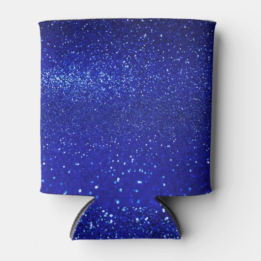 Glinsterende Blauw Glitter Canvas Blikjeskoeler (Voorkant)