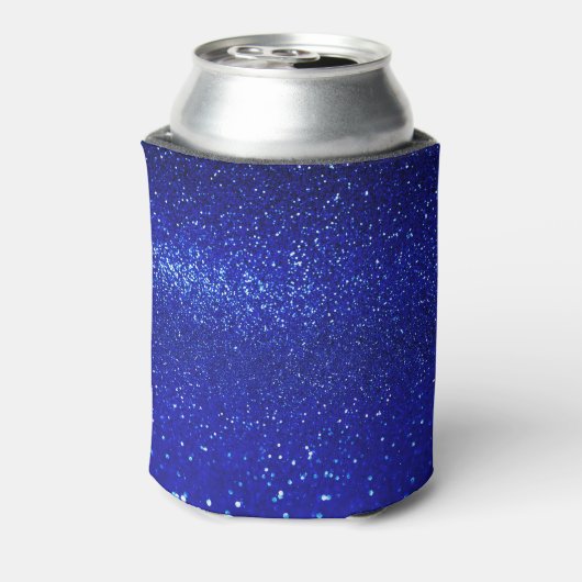 Glinsterende Blauw Glitter Canvas Blikjeskoeler (Blikje Achterkant)
