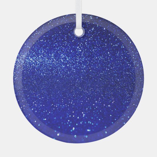 Glinsterende Blauw Glitter Canvas Glas Ornament (Voorkant)