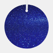 Glinsterende Blauw Glitter Canvas Glas Ornament (Achterkant)