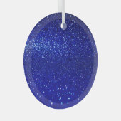 Glinsterende Blauw Glitter Canvas Glas Ornament (Voorkant Rechts)