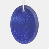 Glinsterende Blauw Glitter Canvas Glas Ornament (Voorkant links)
