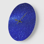 Glinsterende Blauw Glitter Canvas Grote Klok (Hoek)