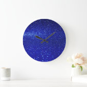Glinsterende Blauw Glitter Canvas Grote Klok (Huis)