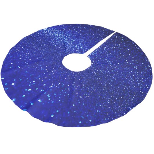 Glinsterende Blauw Glitter Canvas Kerstboom Rok (Gekanteld)