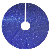 Glinsterende Blauw Glitter Canvas Kerstboom Rok (Voorkant)