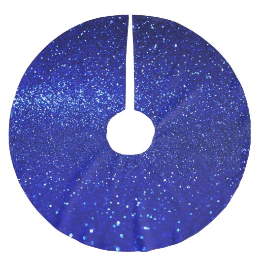 Glinsterende Blauw Glitter Canvas Kerstboom Rok (Voorkant)