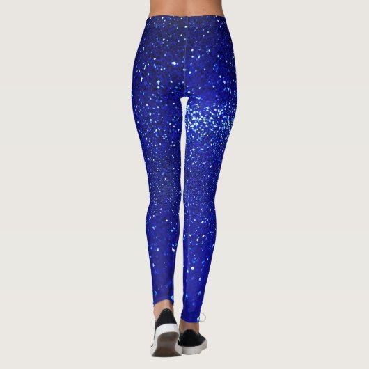 Glinsterende Blauw Glitter Canvas Leggings (Achterkant)