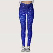 Glinsterende Blauw Glitter Canvas Leggings (Voorkant)