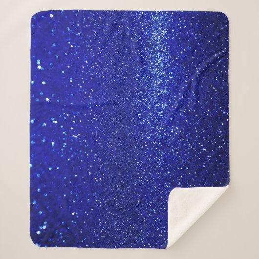 Glinsterende Blauw Glitter Canvas Sherpa Deken (Voorkant)