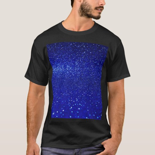 Glinsterende Blauw Glitter Canvas T-shirt (Voorkant)