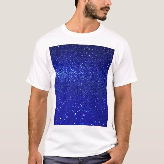 Glinsterende Blauw Glitter Canvas T-shirt (Voorkant)