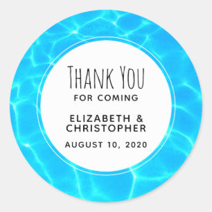 Glinsterende Blauw Zwembad Water Reflecties Bruilo Ronde Sticker