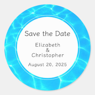 Glinsterende Blauw Zwembad Water Reflecties Bruilo Ronde Sticker
