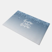 Glinsterende Blauwe Drip Glitter | Thuis Sweet Hom Deurmat (Schuin)