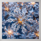 Glinsterende blauwe en gouden sneeuwvlok decoratie (Voorkant)