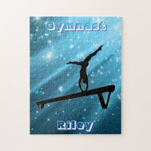Glinsterende Blauwe Gymnastiekhouding Legpuzzel