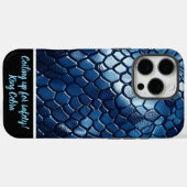 Glinsterende blauwe slangenhuidpatronen Case-Mate iPhone case (Achterkant (horizontaal))